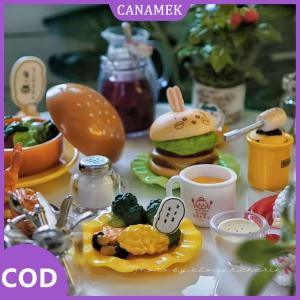 CANAMEK✨ 1 Bộ 1 6 Dollhouse Hamburger Bộ đồ ăn bữa ăn hộp mini thực phẩm chơi Tấm mô hình thu nhỏ trang trí nhà bếp Phụ kiện tự làm
