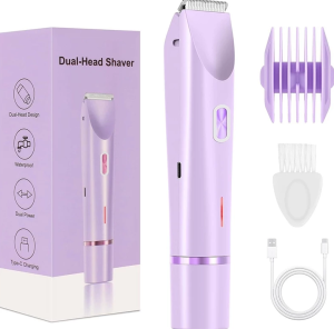 【Ready Stock】New Bikini Trimmer for Women2-in-1 Electric Razors for WomenWomen Electric Shaver 2 In 1 Double Head Bikini Trimmer IPX7 Waterproof Detachable Head Shaving Painless Hair Removal
