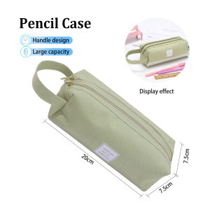 Large Capacity Canvas Pencil Case Oxford Cloth Makeup Bag Double Layer with Zipper Stationery WJ25
