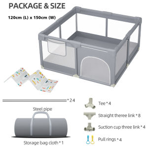 SG Stock - Baby Playpen Play yard for Babies and Toddlers with Floor Mat and Carrier Safety Baby Gate Playpen- Extra Large Anti-Fall Infant Activity Center with two Zipper Gate aby Indoor Playpen Toddlers Folding Fence