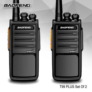 Baofeng T99 Plus Set Of 2 Original Walkie Talkies Long Range Portable Two Way Radio Dual PTT Band (VHF/UHF)Transceiver With USB Charging 3800mAh Large Capacity Speaker Mic Interphone For Factory Construction Site OutdoorsSchool Office Audio Receiver