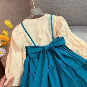 Kids Dress Girls Dress Girls Autumn Clothing Childrens Fake Two-Piece Suspender Stitching Fashionable Dress