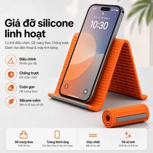 Giá Đỡ Điện Thoại Silicone Mềm Dẻo 20x10cm – Điều Chỉnh Góc Linh Hoạt Cuộn Gọn Tiện Dụng