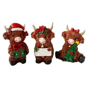 Highlands Cow Statue for Outdoor DecorsHighlands Cow Figurine for Garden Bookshelfs Desk Step Edges Table Decors