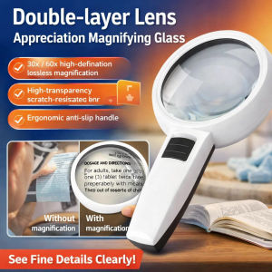 Dual Lens Magnifier Jewelry Loupe High Magnification Professional Portable Gemstone Appraisal Tool