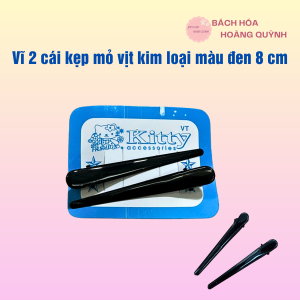 Combo 2 cái kẹp mỏ vịt kim loại dài 8cm sơn đen bóng đơn giản kẹp tóc mái mỏ vịt dùng sấy tóc mái.