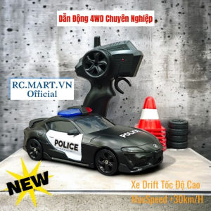 Xe điều khiển mini Drift SRT Police Muscle 1:24 +25km có tiếng còi và đèn vỏ cứng siêu bền