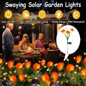 FOUNDTWO Wobbling Design Solar Powered Garden Lamp Waterproof Bright Orange Honeycomb Garden Lamp Decoration Solar Powered Solar Swing Bee Lamp Garden