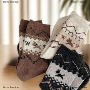 [COD] Home Fashion 5 Pairs Autumn Winter New Vintage Dog Socks Bow Cartoon Cute Simple Color Middle Socks Fashionable Versatile Womens Socks