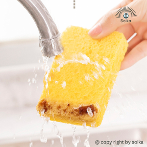 Miếng Bọt Biển Rửa Chén Bát Bột Gỗ Tự Nhiên 11x7x2 Cm Cọ Rửa Làm Sạch Chống Dính Dầu Soika SK-A04