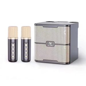Newest Wireless Dual Microphone Bluetooth Speaker Pro Karaoke Portable Smart External Karaoke Device 3D Stereo Amplifier Outdoor Family Party Ktv Equipment ys213