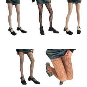 Pháp phong cách hollowout Fishnet Hàng dệt kim Vớ với họa tiết hoa thẩm mỹ chân váy lưới thanh lịch pantyhose vớ cho phụ nữ