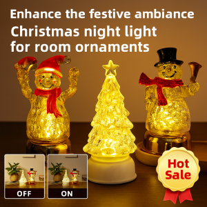 Christmas Night Lights Christmas Tree Santa Claus and Snowman LED Lights Transparent Crystal Night Light Christmas Decoration