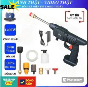 Máy rửa xe cầm tay Hitachi Hàng chính hãng máy cao áp chạy bằng pin sạc súng rửa xe dùng cho gia đình có chế độ phun xương tạo bọt cao cấp