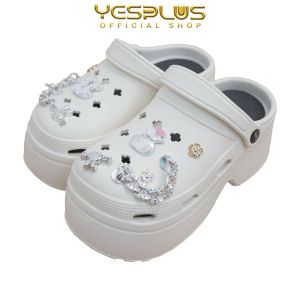 Sandal Selop Wanita Motif Baim Wedges Tinggi 8CM Import Premium Aksesoris 3D 8899-2