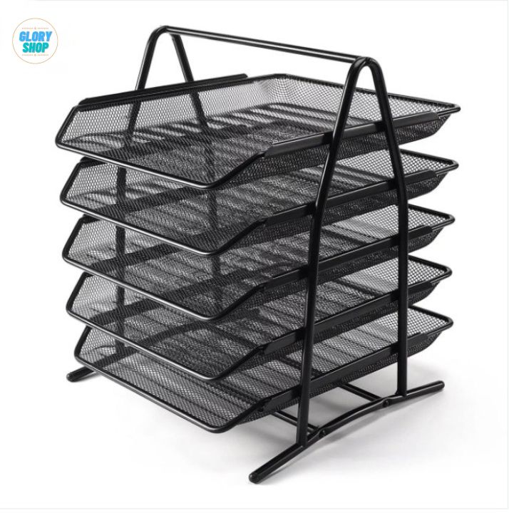 Glory Shop 5Tier File Rack Metal Mesh Stackable Letter Tray Scratch