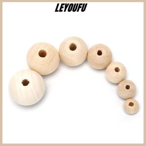 LEYOUFU Round Wood Spacer Bead Natural Unpainted Wooden Ball Beads DIY Craft Jewelry