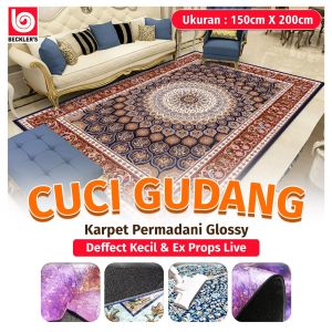(Becklers)LOKAL Karpet Polyester GLOSSY 150x200CM PREMIUM Motif Eropa Anti Slip Ruang Tamu / Kantor