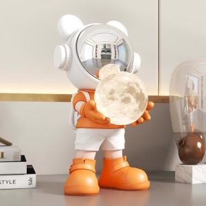 FFBH Astronaut Sculptures Creative Desk Figurines Elegant Modern Living Room Figurine Luxury Aesthetic Ornaments Home Decorations 5T9N4