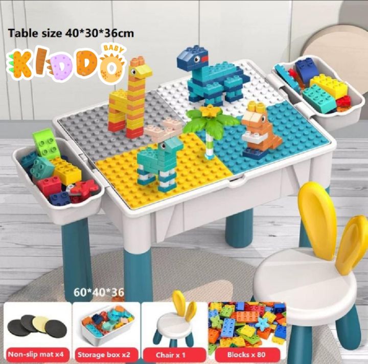 Building Blocks Table and Chair Set with 120pcs Blocks Lego Table