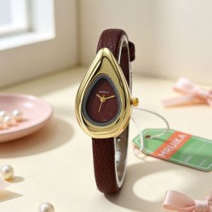 LUSIT Chính xác Đồng hồ hình giọt nước. Da PU Thanh lịch Đồng hồ đeo tay thạch anh Sang trọng Đồng hồ đeo tay Phụ kiện thời trang.