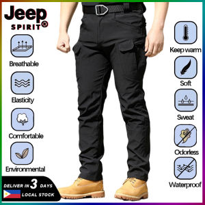 JEEP SPIRIT Tactical Cargo Pants for Men IX7-Stretch/S-3XL In Black Waterproof Stretchable