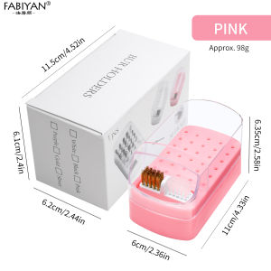 Nail Drill Bits Storage Display Box Nail Art Grinding Head Bit Holder Displaying Storage Box 30 Slots With Nail Bits Cleaning Brush