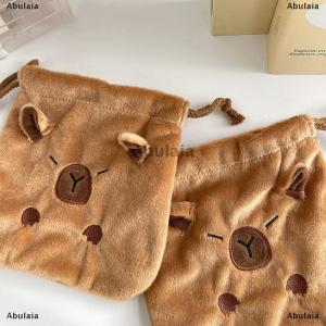 [COD] Abulaia Cute Cartoon Capybara Cosmetic Pouch Large Capacity Capybara Plush Storage Bags Kawaii Portable Drawstring Storage Bag Gifts