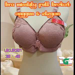 Bra Wanita MIsslily 110A Brukat BH tanpa Kawat Kait 3 Busa Tipis Motif Bunga Cantik Elegan