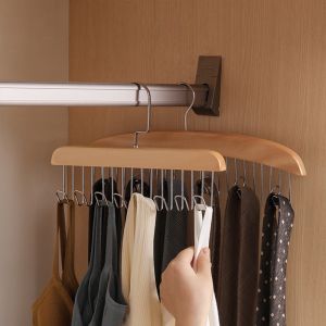 8 Hooks/12 Hooks Hanger Solid Wood Hanger Anti Slip Holder Underwear Organizer Storage Multi Hook Coat Rack 360 Degree Rotation Top Multifunctional Hanger