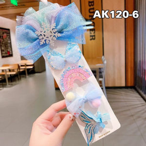 Jepit Rambut Korea Anak Perempuan Motif Pita Frozen 1 Set 5 Pcs Aksesoris Jepitan Rambut Lucu AK120 ZIORRA