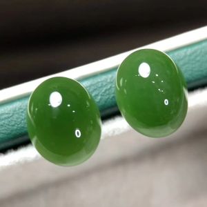 Montagne Jewelry Natural Green Jade 18k Gold Round Simple Fashion Jewellery Earrings Stud Earring