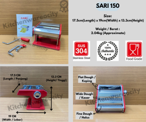 SARI Stainless Steel Manual Noodle Maker Machine / Noodle Machine / Machine Curry Puff / Mesin Mee / Pasta Machine