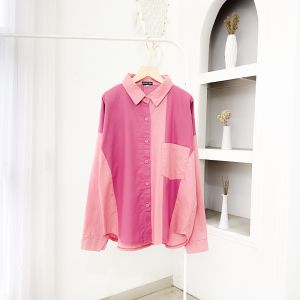 ADELE SHIRT (GL) - Kemeja 3 Tone Wanita Big Size Jumbo Bordir ada 8 ukuran S M L XL XXL 3XL 4XL 5XL termurah