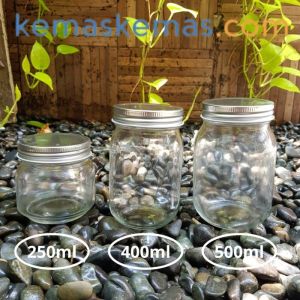 Toples Kaca Selai Puding Premium Glass Jar Round + Tutup Alumunium