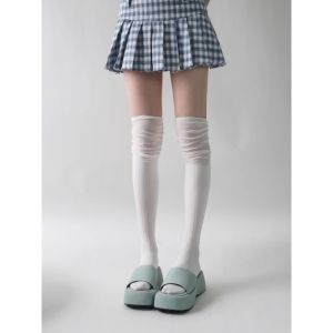 Long Tight Socks For Women Pure Cotton Solid Color Knee-high Socks Keep Warm Foot Warmers Fall Winte