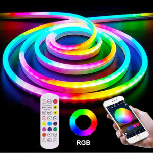 Neon Strip Light for Ceiling 12V 5M RGB 5050 Waterproof Flexible Led Tape Lights Music Rhythm Lamp for Room Decor