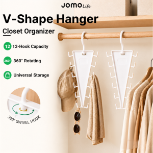 ✅2026 NEW✅JOMO V Shape Double Side Clothes Hanger 12 Hooks 360 Rotatable Space Saving Wardrobe Organizer