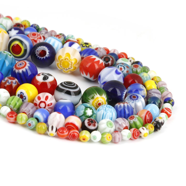 4/6/8/10mm Mixed Round Shape Millefiori Flower Lampwork Glass Beads For  Jewelry Making Necklace Bracelet DIY Lazada PH
