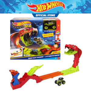 Hot Wheels Monster Trucks Toy Playset Snake Slam Takedown Track Set with Exclusive 1:64 Scale Bone Shaker Toy Vehicle Includes Track