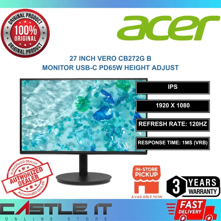Acer VERO CB272G B 27 Inch IPS FHD 120Hz 1ms Monitor USB-C PD65W Height Adjust