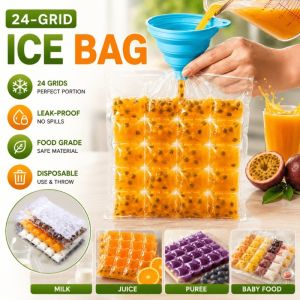 10/50Pcs Food Grade Disposable Ice Cube Bags Self Sealing 24 Cubes Ice Making Mold For Summer DIY Drinks Freezer