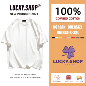 （จัดส่งตลอด 24 ชั่วโมง）LuckyShopTH-100%Cotton T-ShirtPofloret เสื้อยืดฟอก oversize ผ้าคอตตอน แฟชั่น สไตล์ฮิปฮอป เรโทร 100%Cotton T-Shirt S-XXXL