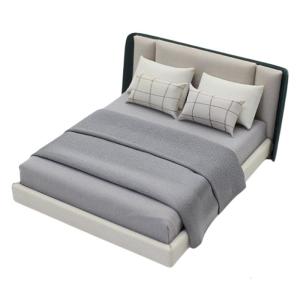 1/20 Scale Dollhouses Bedroom Decorative Miniature Double Bed With Beddings for Craft Project Model Scene Display Decors