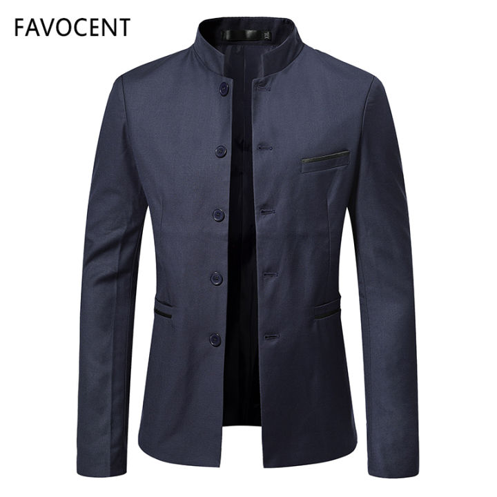 FAVOCENT Men Mandarin Collar Suits Spring Autumn New Male Slim - Main Image