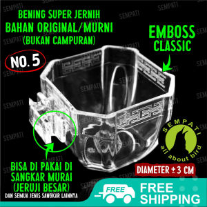 SEMPATI Cepuk Burung Cepuk Mika Segi 8 Delapan Mini Emboss Nomor 5 Cepuk Wadah Tempat Pakan Makan Minum Burung Lovebird Kacer Kenari Branjangan Finch