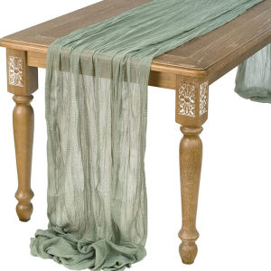 【จัดส่งในท้องถิ่น】Vogvigo ผ้าปูโต๊ะผ้าก๊อซตกแต่งโต๊ะรับประทานอาหาร90*300ซม. งานแต่งงานริมชายหาดสไตล์โบโฮแบบเรียบง่ายผ้าปูโต๊ะตกแต่งคริสต์มาส