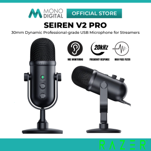 RAZER SEIREN V2 PRO PROFESSIONAL-GRADE USB MICROPHONE WITH 30 MM DYNAMIC MICROPHONE HIGH PASS FILTER ANALOG GAIN LIMITER FOR STREAMERS