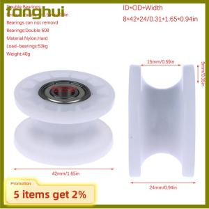 fanghui 1 cái cơ khí ròng rọc rãnh bánh xe 608ZZ kép mang lăn ròng rọc bánh xe Vòng Bánh xe lăn 8x42x24 Mét