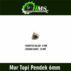 MUR TOPI PENDEK 6mm ("10) - MOR RING BAUT KUNCI 10 PENDEK DRAT 6mm (Harga Per 1 Biji)